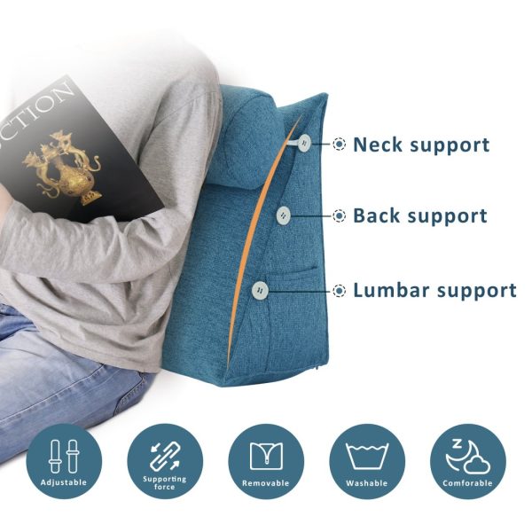 reading pillow bolster blue