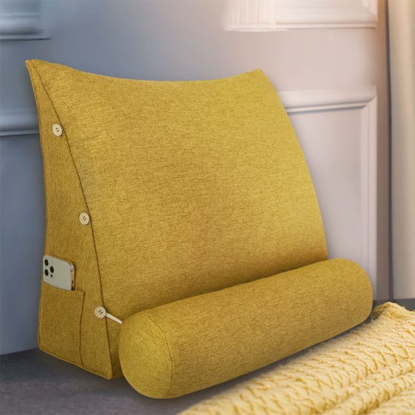 reading pillow bolster yellow